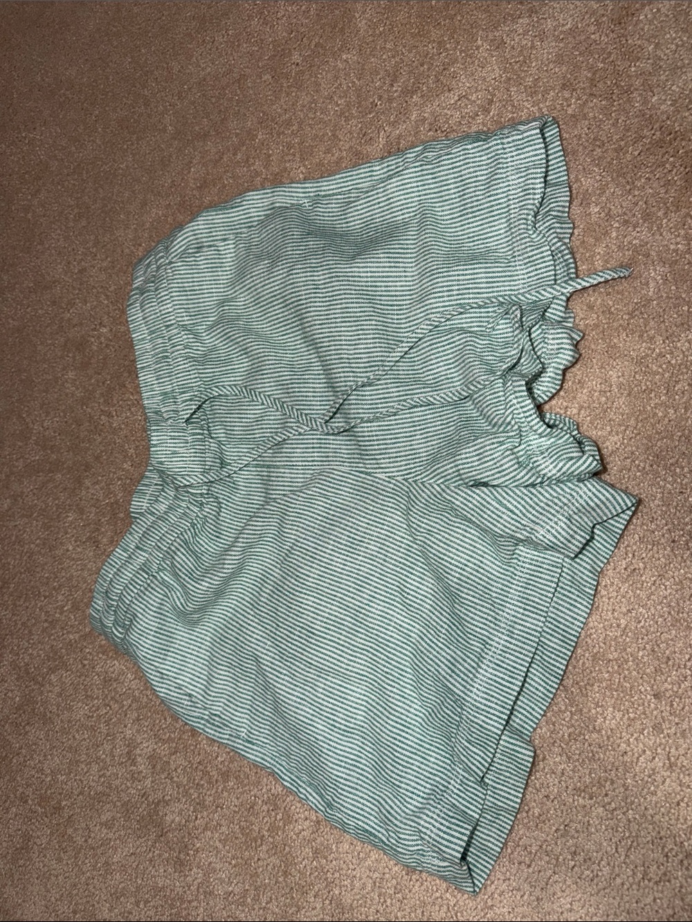 J. Crew Mint Green & White Striped High-Waist Shorts